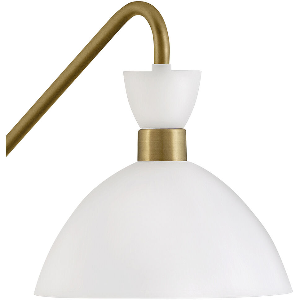 Simon LED 8 inch Matte White with Heritage Brass accents Sconce Wall Light