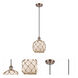 Ballston Farmhouse Rope LED 8 inch Antique Copper Mini Pendant Ceiling Light in White Glass with Brown Rope, Ballston