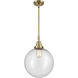 Franklin Restoration Beacon LED 12 inch Antique Brass Mini Pendant Ceiling Light in Seedy Glass