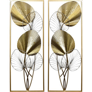 Gold Leaflets Gold and Silver Brushed Wall Art