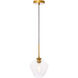 Gene 1 Light 8 inch Brass Pendant Ceiling Light