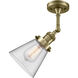 Franklin Restoration Small Cone LED 6 inch Antique Brass Semi-Flush Mount Ceiling Light in Clear Glass, Franklin Restoration