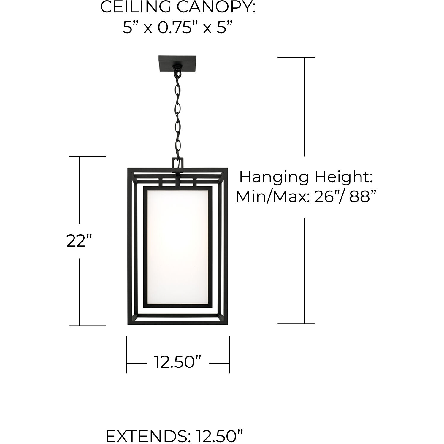 Aiden 1 Light 12.5 inch Black Outdoor Hanging Lantern