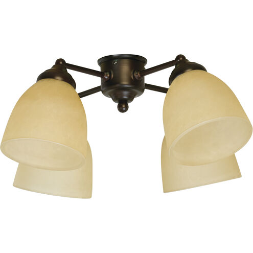 Universal LED Oiled Bronze Fan Light Kit in Tea-Stained Glass, Bell
