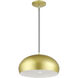 Domma 1 Light 14 inch Soft Gold with Polished Brass Accents Pendant Ceiling Light