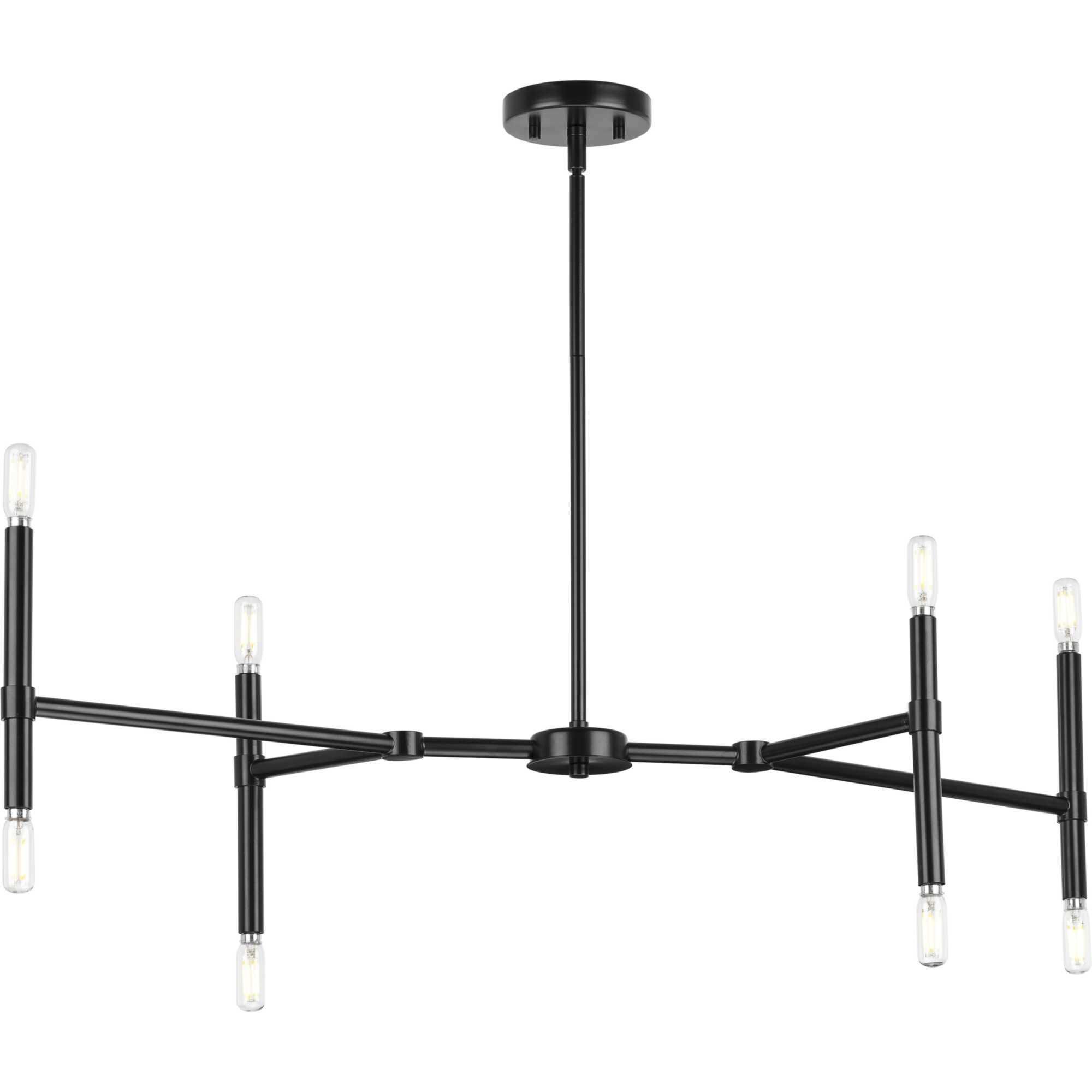 Arya 8 Light 40 inch Matte Black Linear Chandelier Ceiling Light, Design Series