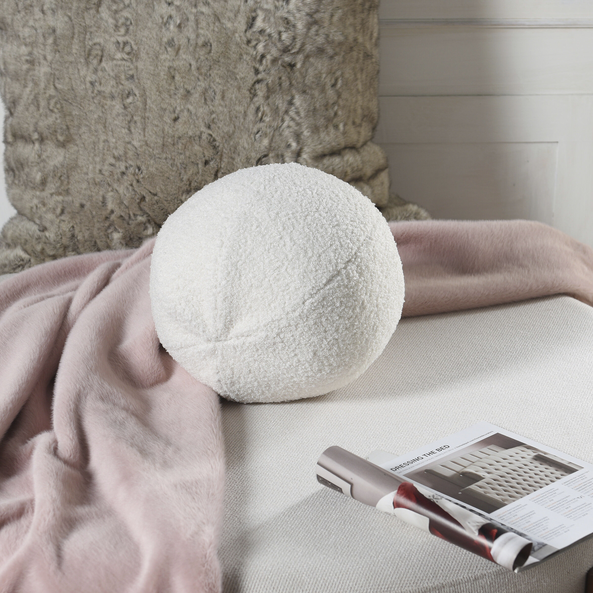 Dan Foley Teddy Ivory Throw Pillow