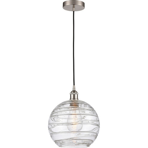 Edison Athens Deco Swirl LED 10 inch Brushed Satin Nickel Mini Pendant Ceiling Light
