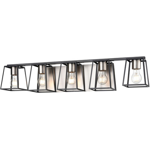 Cape Breton 5 Light 37 inch Buffed Nickel and Graphite Vanity Light Wall Light