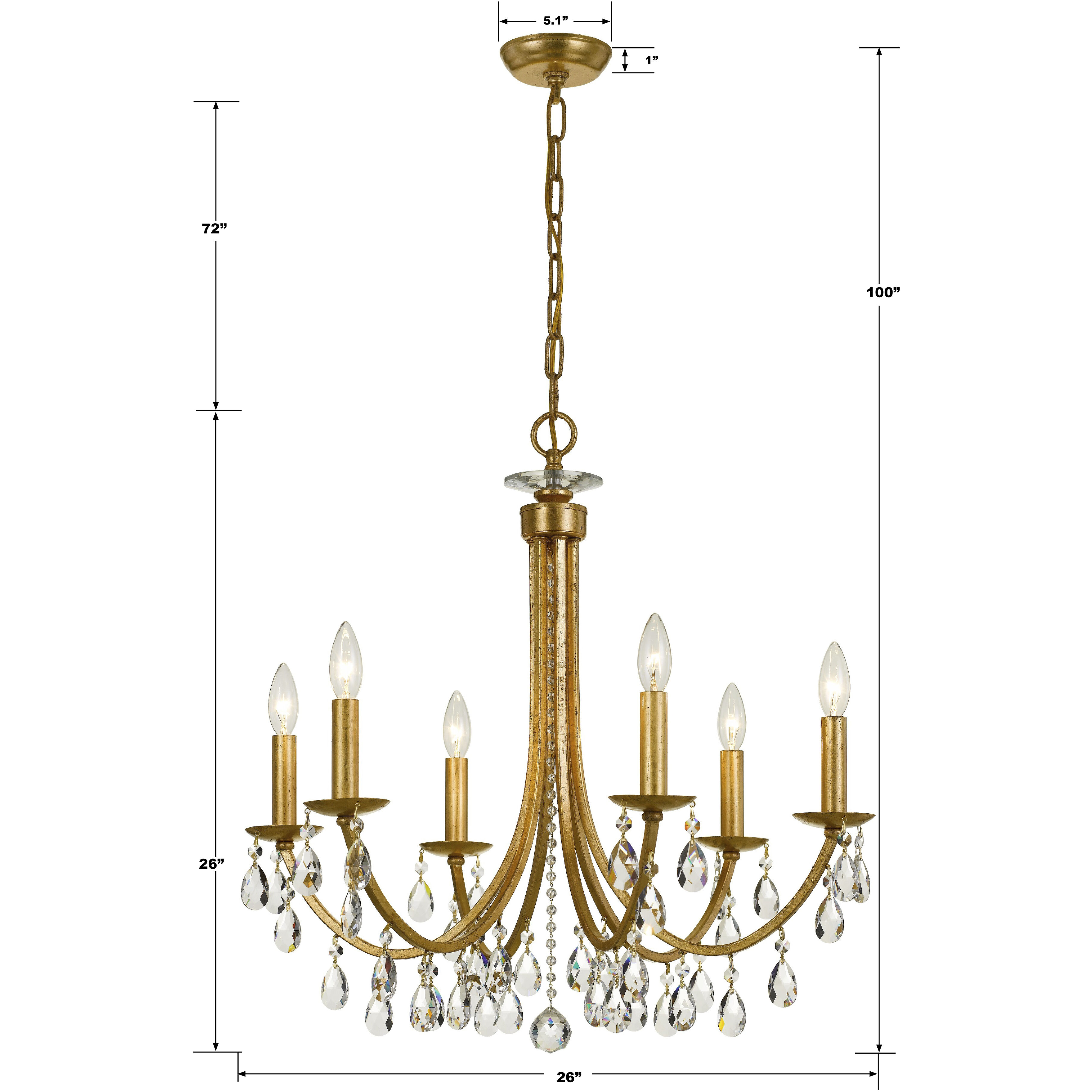 Bridgehampton 6 Light 26 inch Antique Gold Chandelier Ceiling Light in Clear Hand Cut
