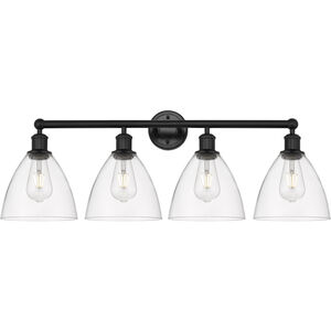Edison Bristol Glass 4 Light 35 inch Matte Black Bath Vanity Light Wall Light in Clear Glass