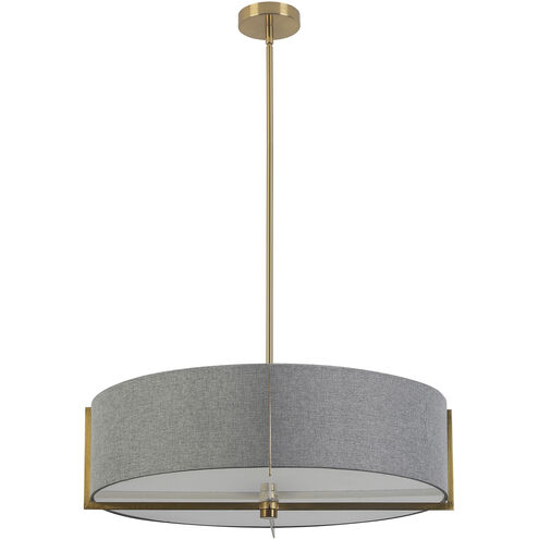 Preston 4 Light 26 inch Aged Brass with Grey Linear Pendant Ceiling Light