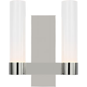 Ray Booth Lucid LED 11.25 inch Polished Nickel Double Sconce Wall Light, Small