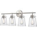 Amberose 4 Light 31.25 inch Brushed Nickel Vanity Light Wall Light