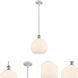 Ballston Large Athens LED 10 inch White and Polished Chrome Pendant Ceiling Light in Matte White Glass, Ballston