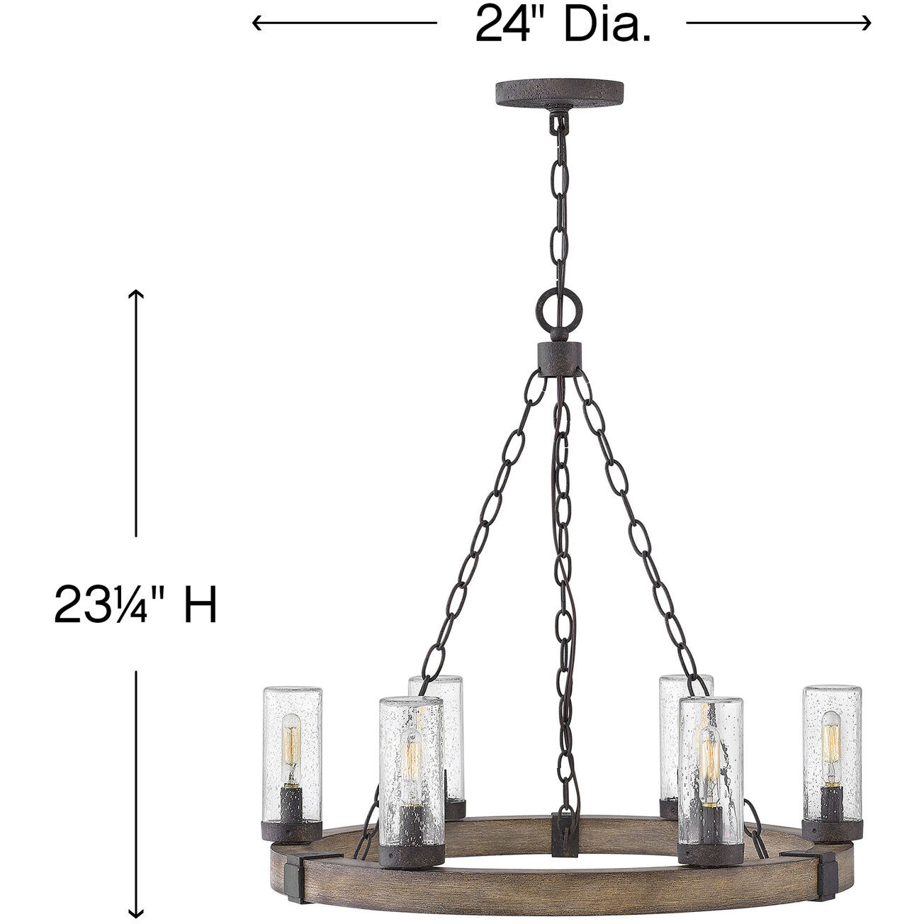 Open Air Sawyer LED 24 inch Sequoia with Iron Rust Outdoor Hanging, Low Voltage