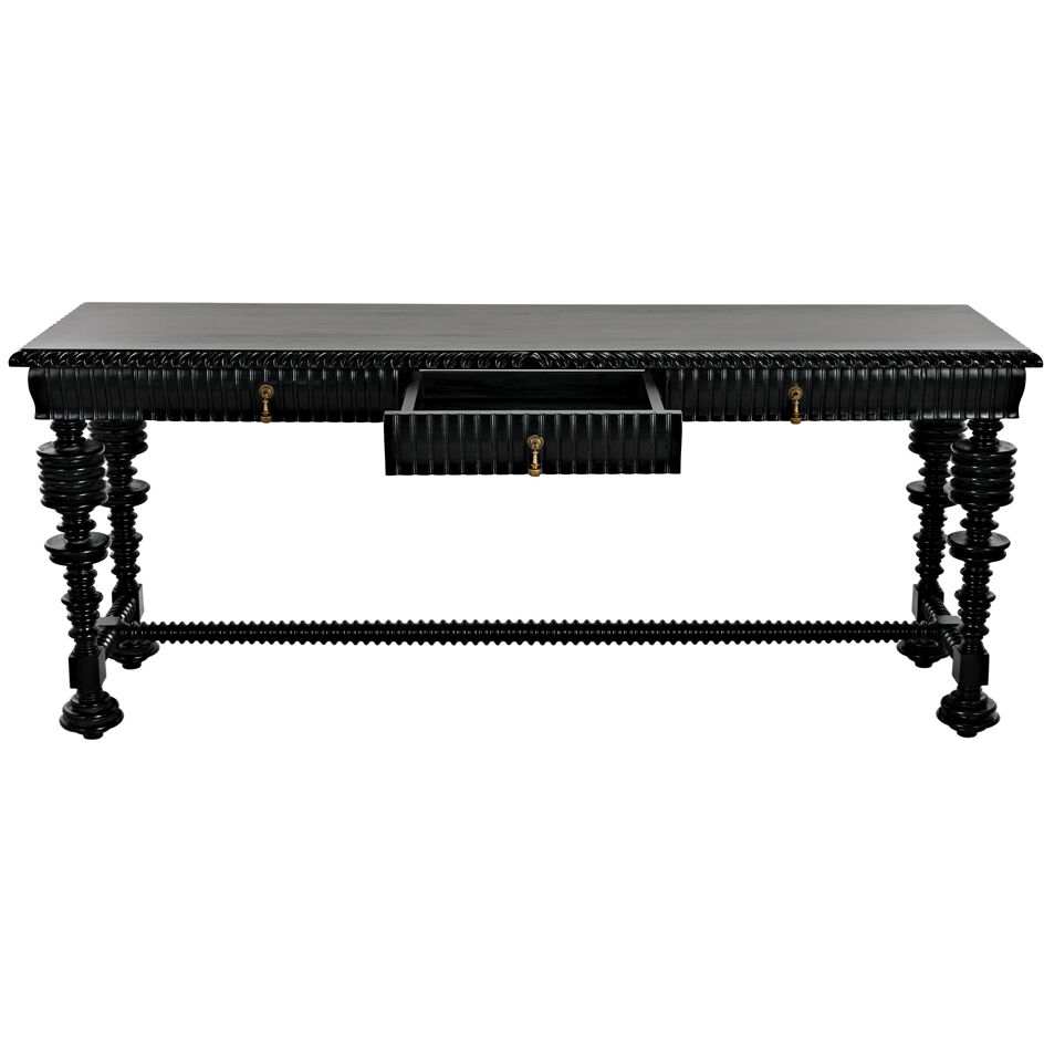 Portuguese 72.5 X 20.5 inch Hand Rubbed Black Console