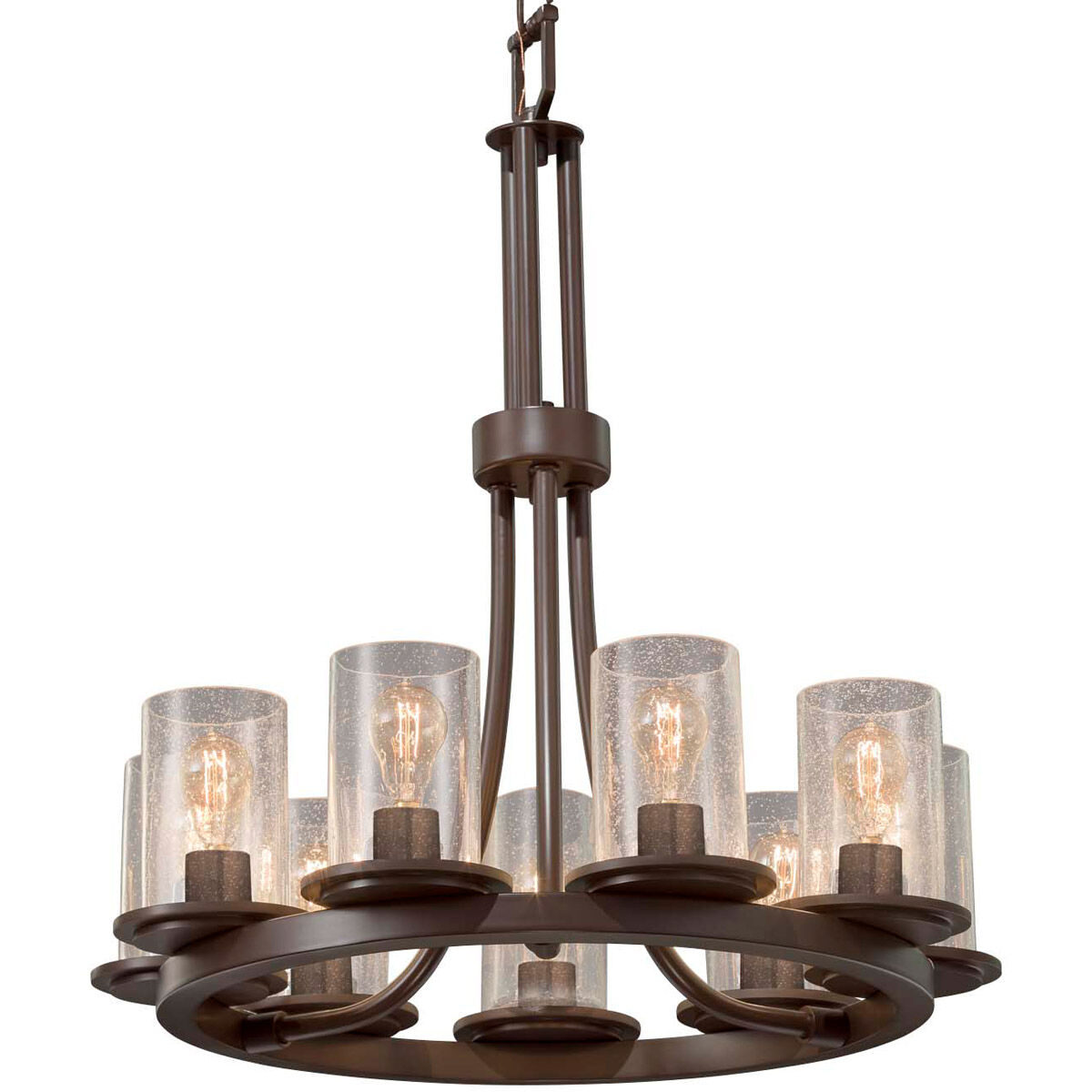 Fusion 9 Light 23 inch Dark Bronze Chandelier Ceiling Light in Incandescent, Seeded Fusion