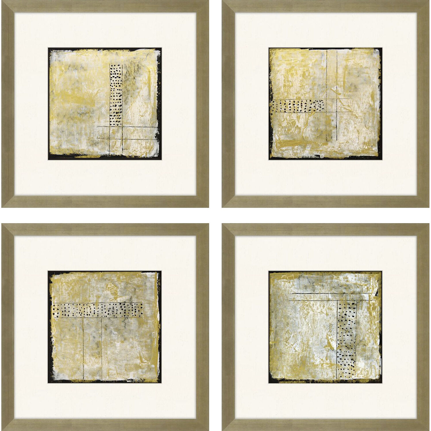 Abstract White and Black and Metallic and Neutral Framed Art, The Studio