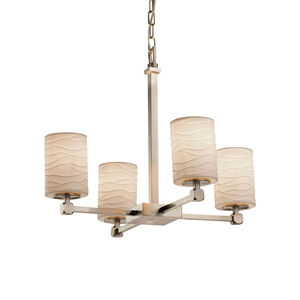 Limoges Collection 5 Light 21 inch Brushed Nickel Chandelier Ceiling Light in Bamboo, Cylinder with Flat Rim, Incandescent
