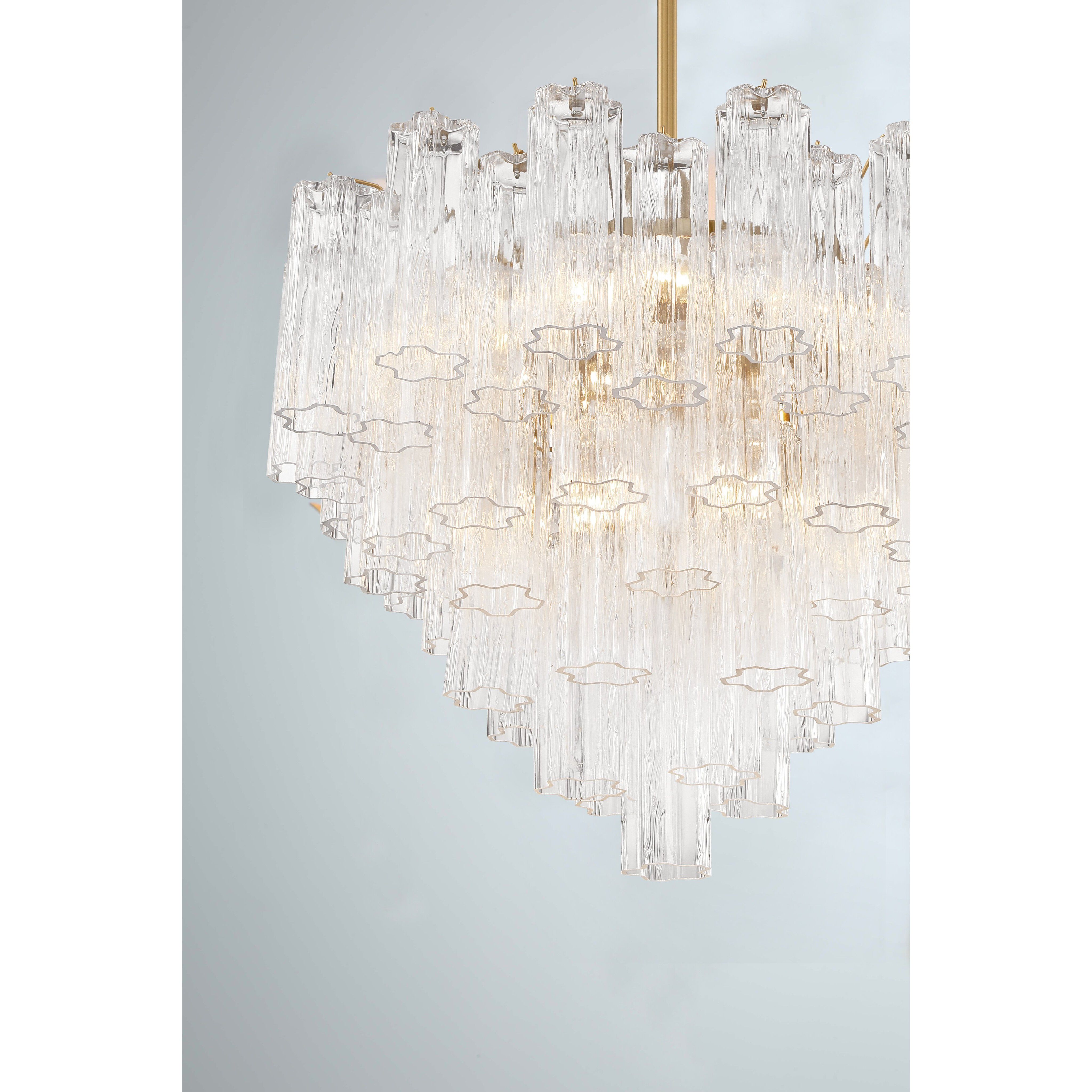 Addis 12 Light 26.75 inch Aged Brass Chandelier Ceiling Light in Tronchi Glass Clear