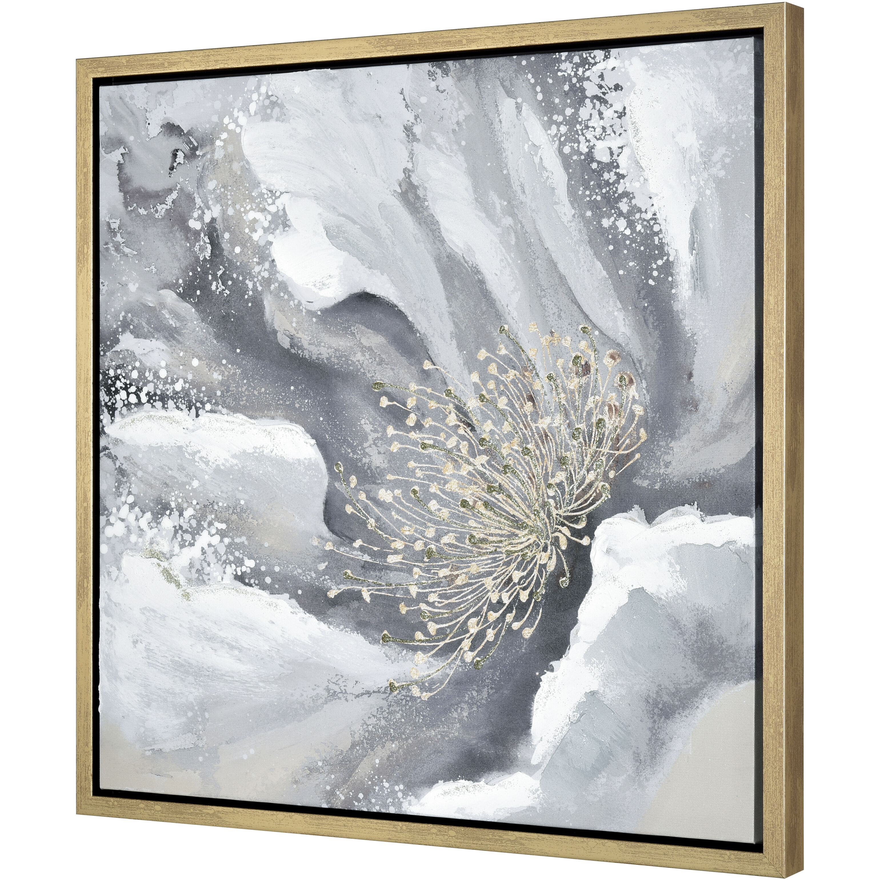 Bowie Bloom I Gray with Gold Framed Wall Art