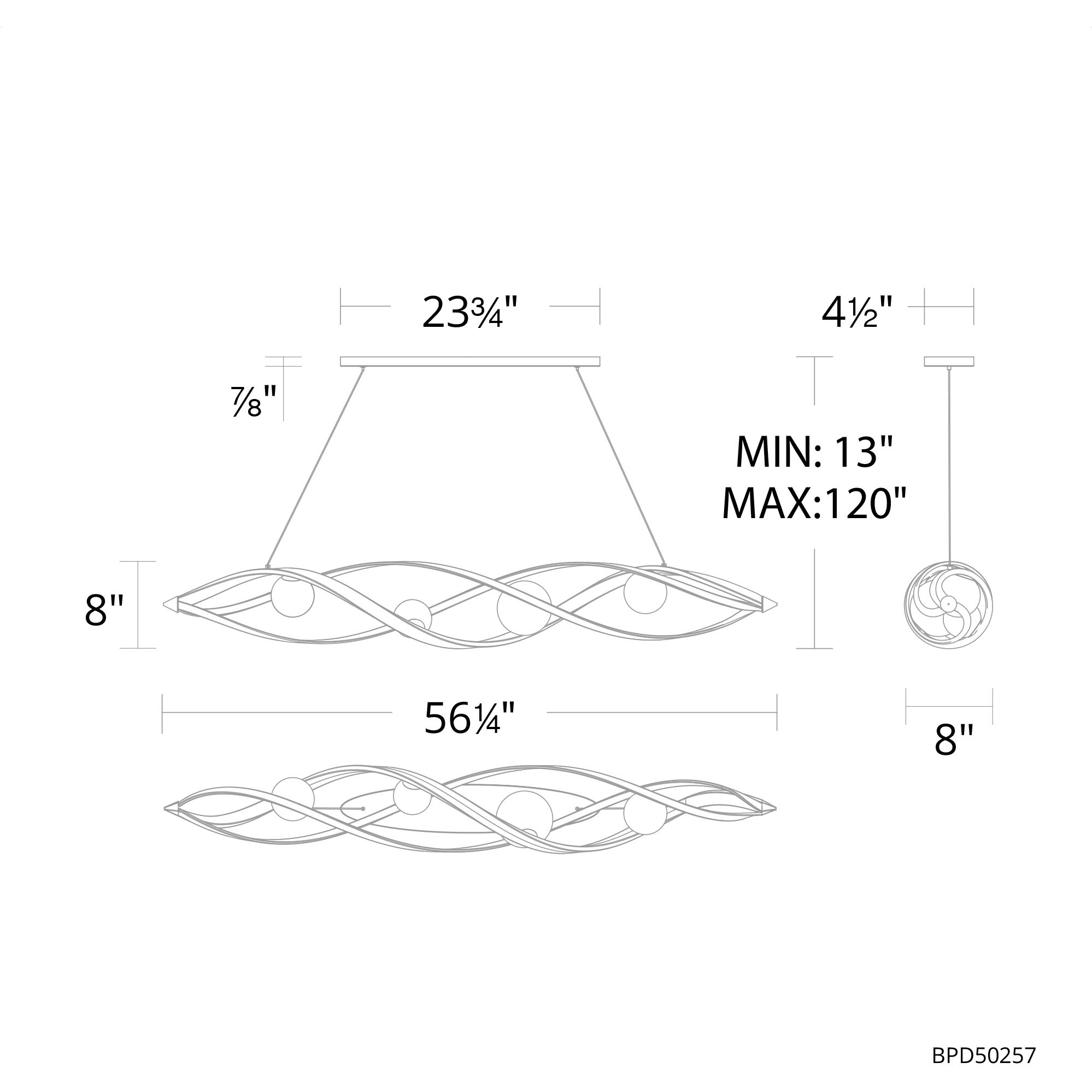 Slipstream LED 54 inch Black Linear Pendant Ceiling Light, Beyond