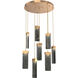Parallel LED 24 inch Novel Brass Chandelier Ceiling Light in 3000K LED, Smoke Granite, Round Multi-Port