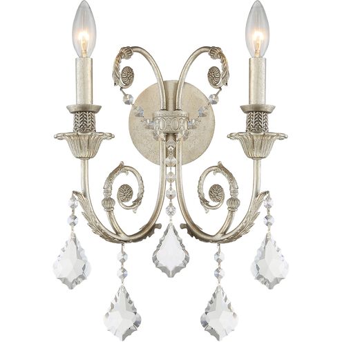 Regis 2 Light 12.5 inch Olde Silver Sconce Wall Light in Clear Swarovski Strass