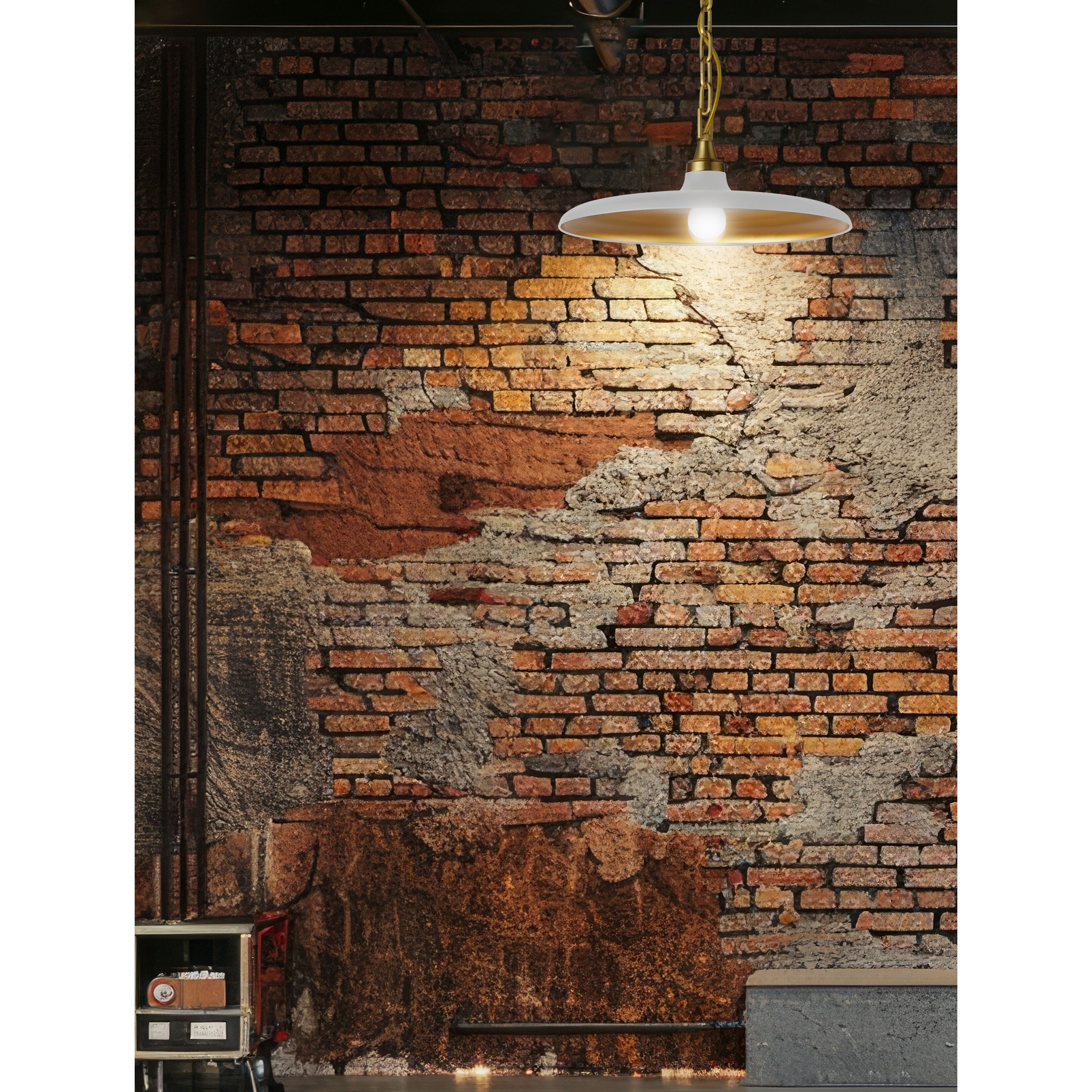 Quentin LED 18 inch Aged Brass Pendant Ceiling Light in Matte White/Gold