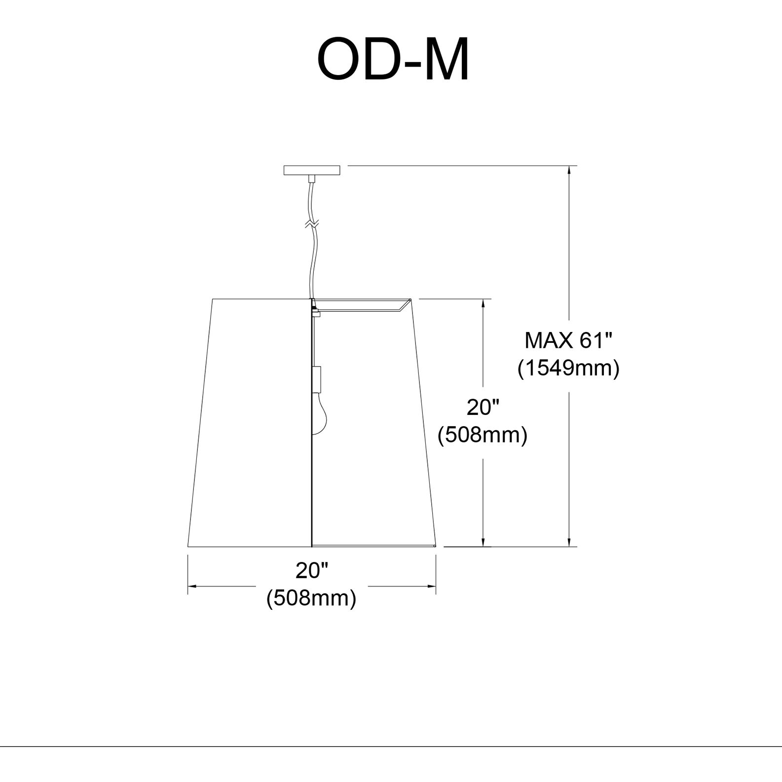 Oversized Drum 1 Light 20 inch Polished Chrome Pendant Ceiling Light in Black, Medium