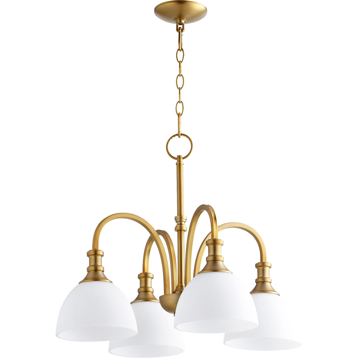Richmond 4 Light 23 inch Aged Brass Mini Chandelier Ceiling Light in Satin Opal