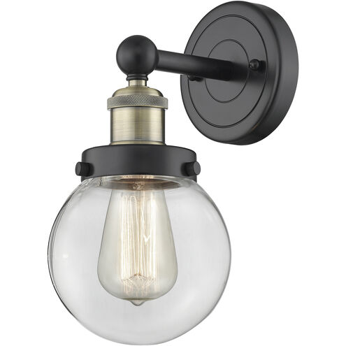 Beacon Sconce Wall Light in Black Antique Brass, Clear