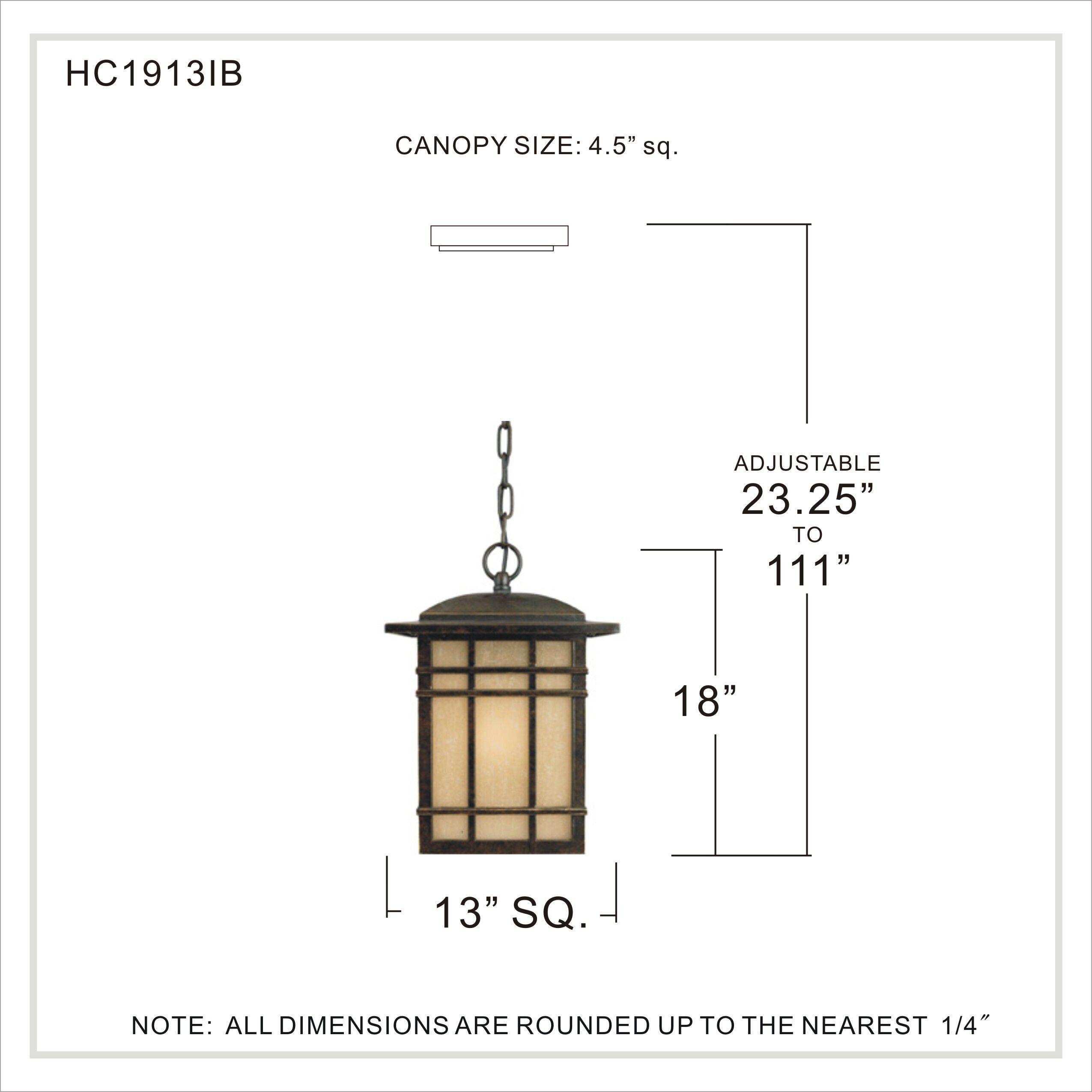 Hillcrest 1 Light 13 inch Imperial Bronze Outdoor Hanging Lantern