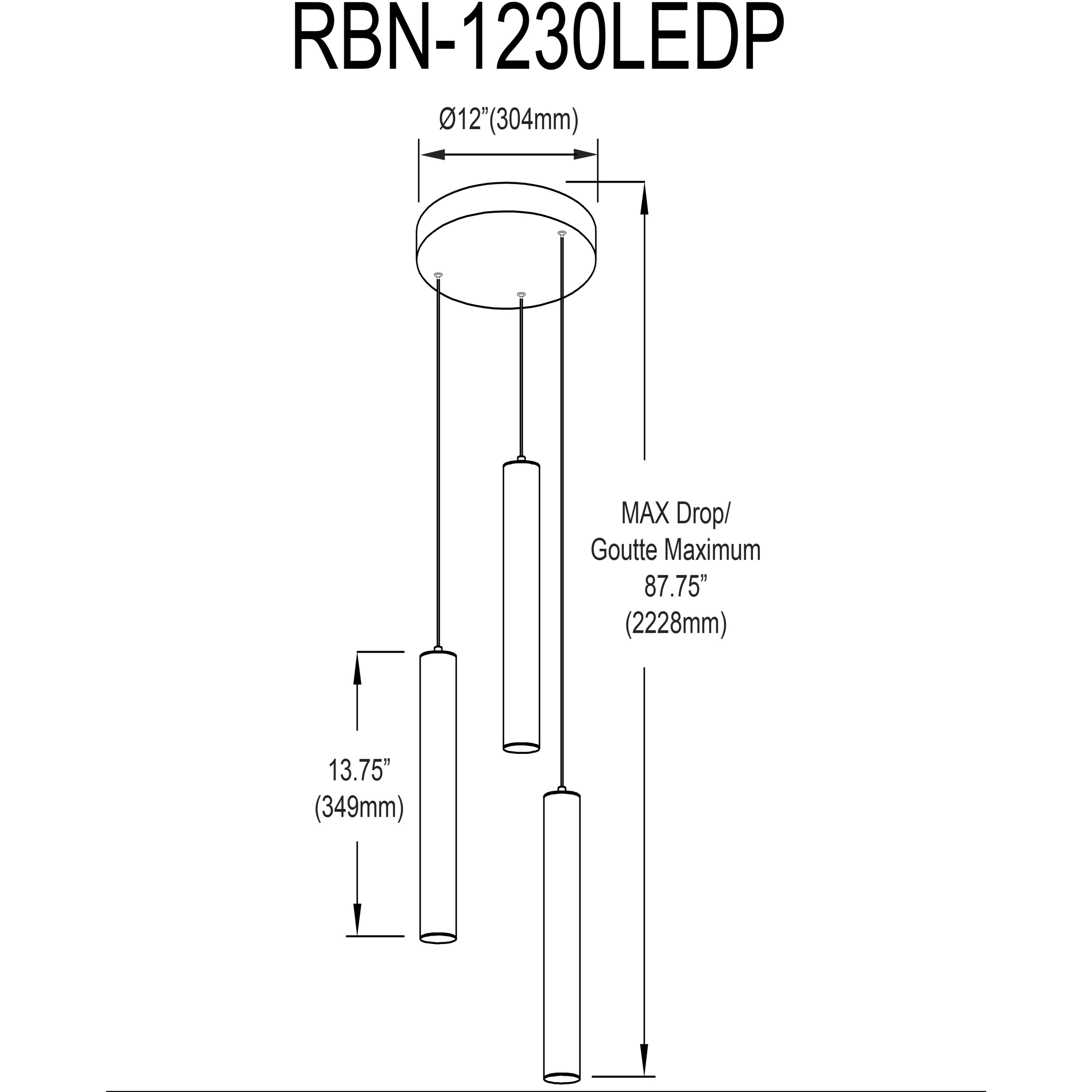 Reuben LED 12 inch Matte Black Pendant Ceiling Light