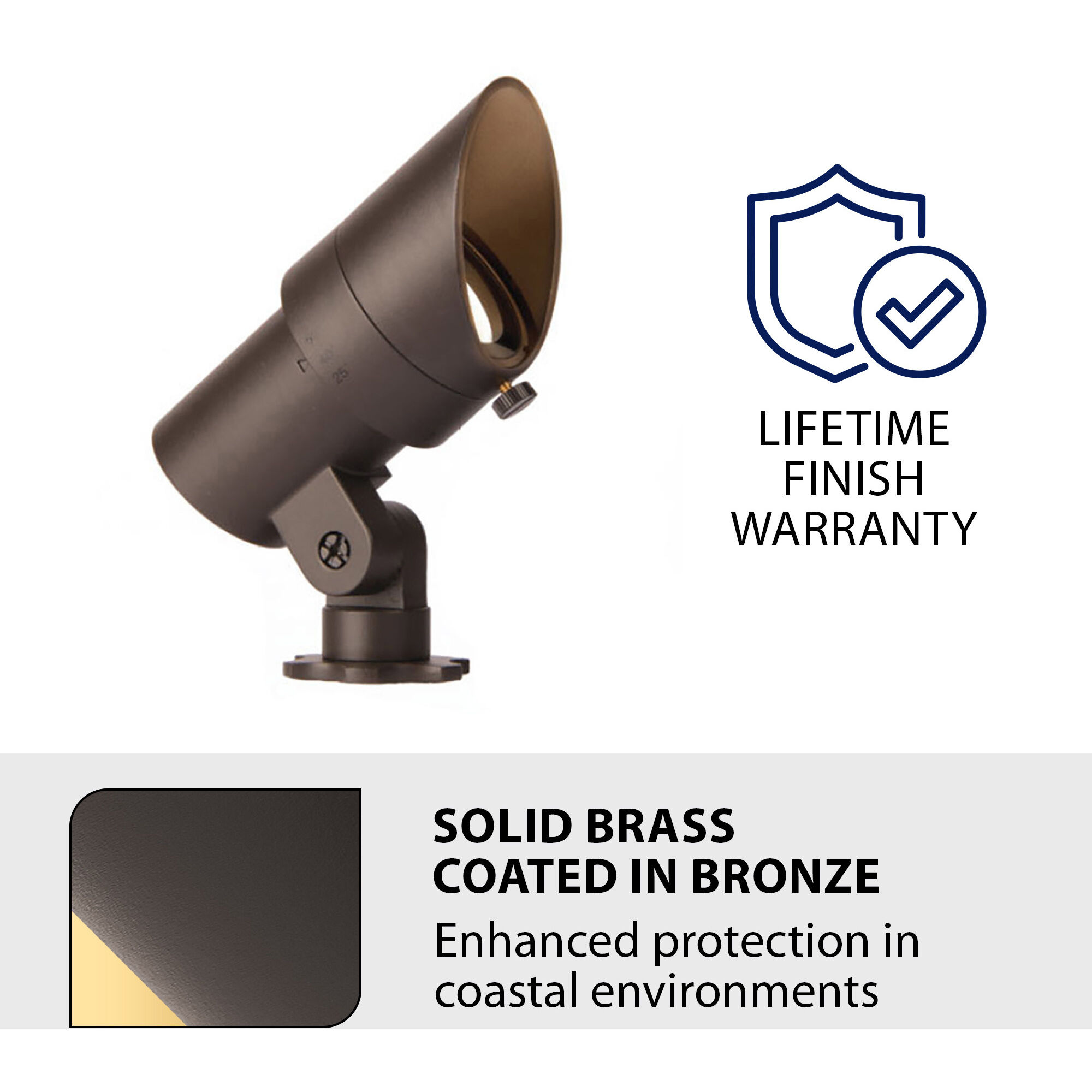 Tyler Solid Brass Coated in Bronze 7 watt LED Spot and Flood Lighting in 3000K, Bronzed Brass, Low Voltage Accent Light, WAC Landscape