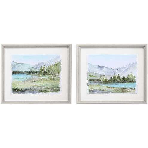 Plein Air Reservoir 27 X 23 inch Watercolor Prints, Set of 2