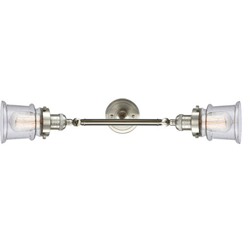 Franklin Restoration Small Canton LED 16.5 inch Brushed Satin Nickel Bath Vanity Light Wall Light in Seedy Glass, Franklin Restoration