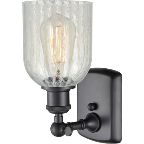 Ballston Caledonia LED 5 inch Matte Black Sconce Wall Light in Mouchette Glass, Ballston