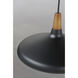 Nordic 1 Light 15.25 inch Walnut/Black Single Pendant Ceiling Light in Walnut and Black