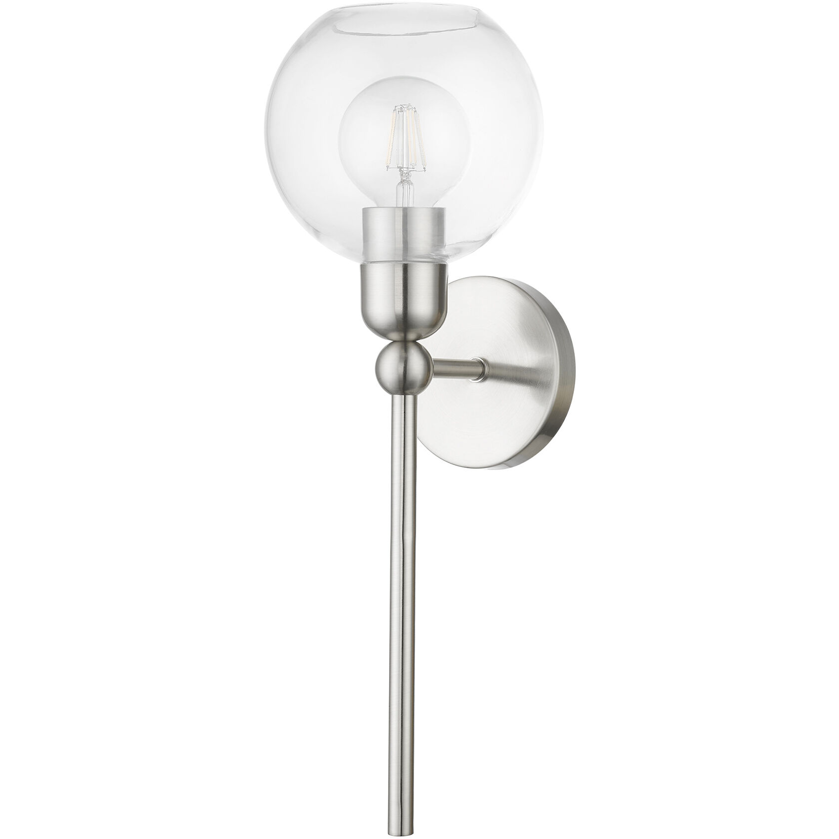 Downtown 1 Light 7 inch Brushed Nickel Single Sconce Wall Light, Sphere