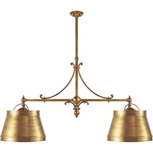Chapman & Myers Sloane 4 Light 54 inch Antique-Burnished Brass Double Shop Linear Pendant Ceiling Light
