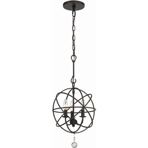 Solaris 3 Light 13 inch English Bronze Mini Chandelier Ceiling Light