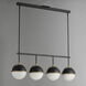 Duke 4 Light 42 inch Black and Weathered Brass Linear Pendant Ceiling Light