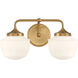 Cornwell 2 Light 16 inch Aged Brass Bath Vanity Wall Light