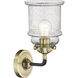 Nouveau Canton LED 6 inch Black Antique Brass Sconce Wall Light in Seedy Glass, Nouveau