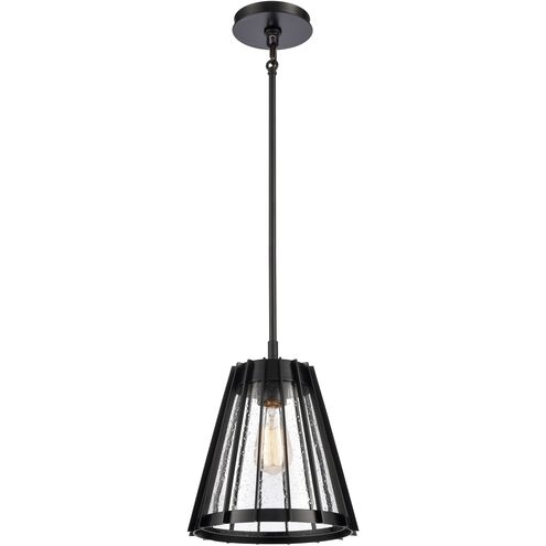 Open Louvers 1 Light 10 inch Matte Black Pendant Ceiling Light