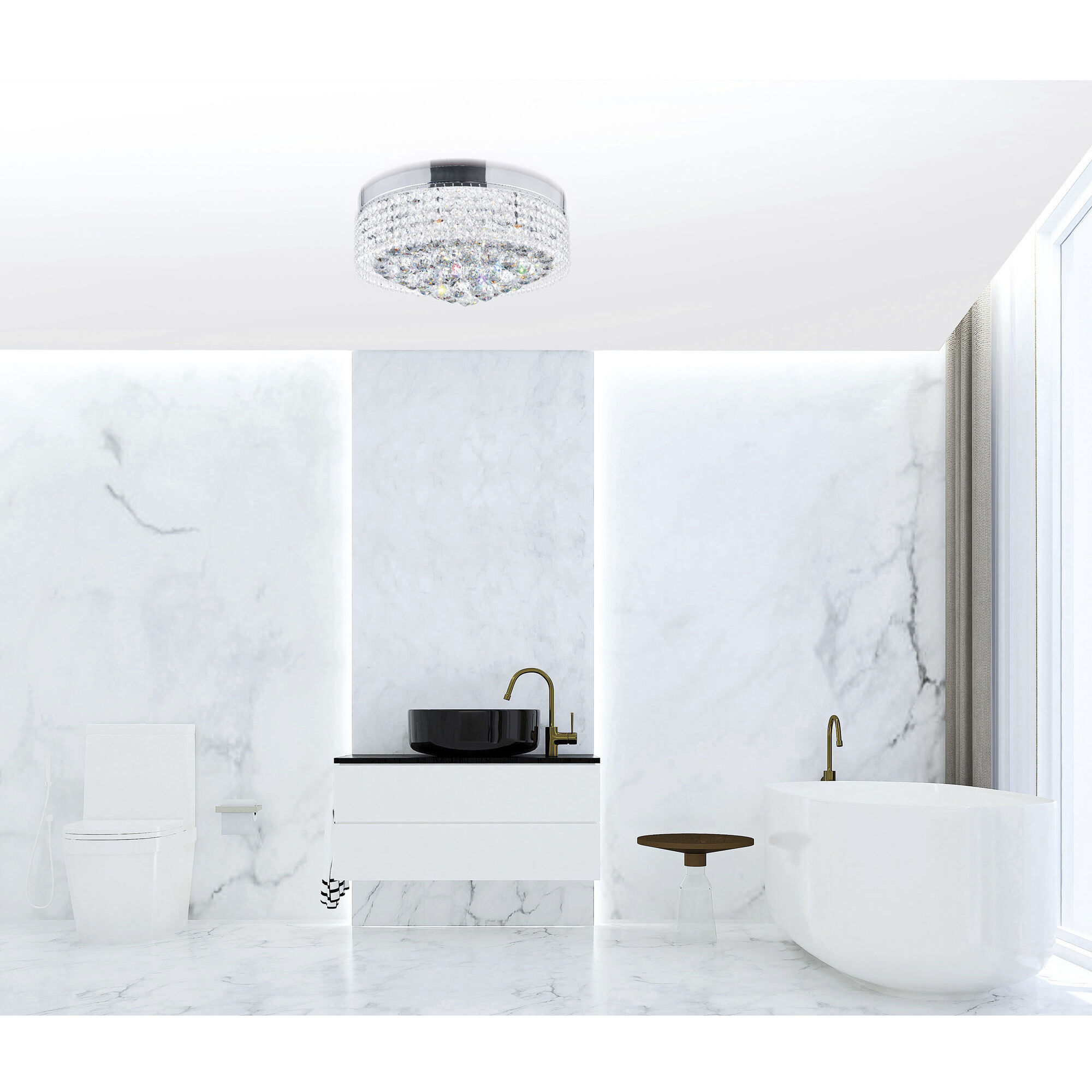 Cascade 10 Light 22 inch Chrome Drum Shade Flush Mount Ceiling Light