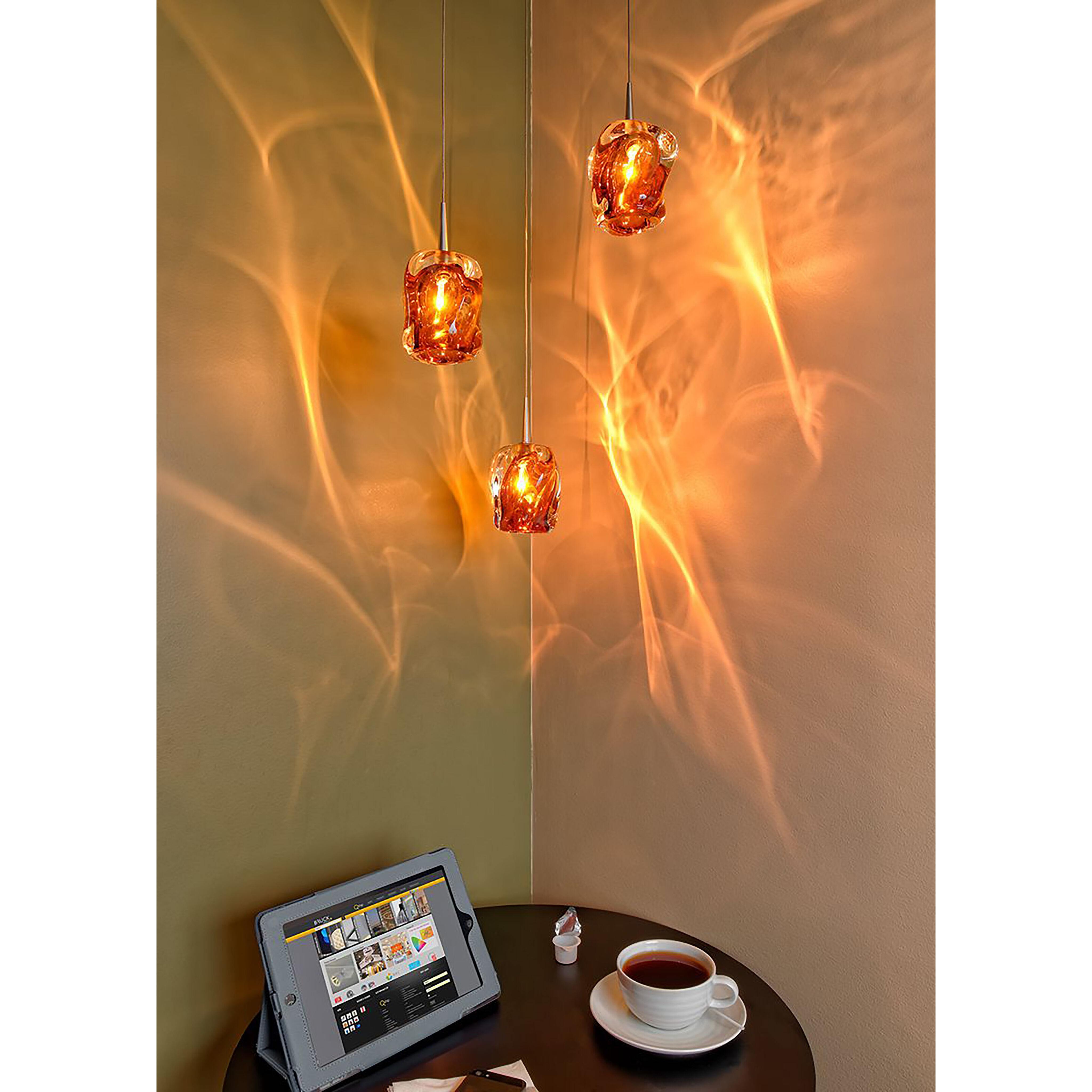 Aurora LED 4.5 inch Chrome Pendant Ceiling Light in Amber Glass