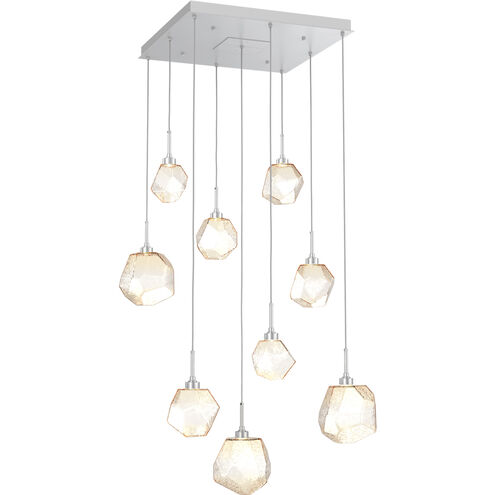 Gem LED 30.1 inch Classic Silver Chandelier Ceiling Light in 3000K LED, Amber, Square Multi-Port